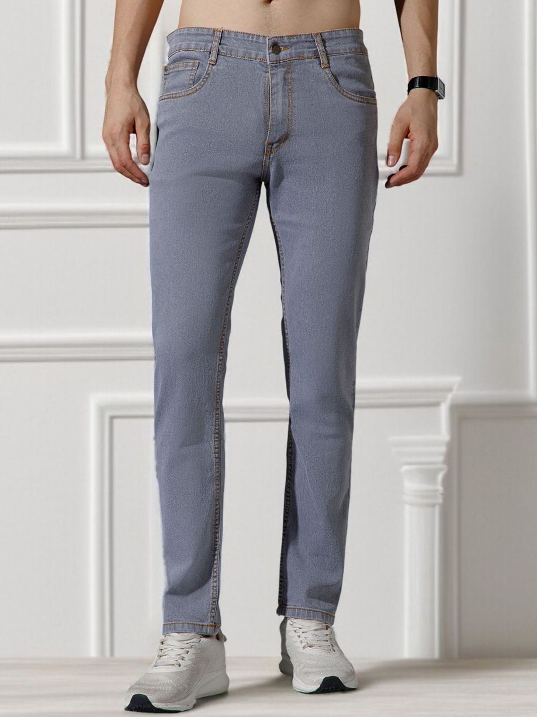 R.Code by The Roadster Life Co. Men Comfort Tapered Fit Mid-Rise Light Fade Jeans