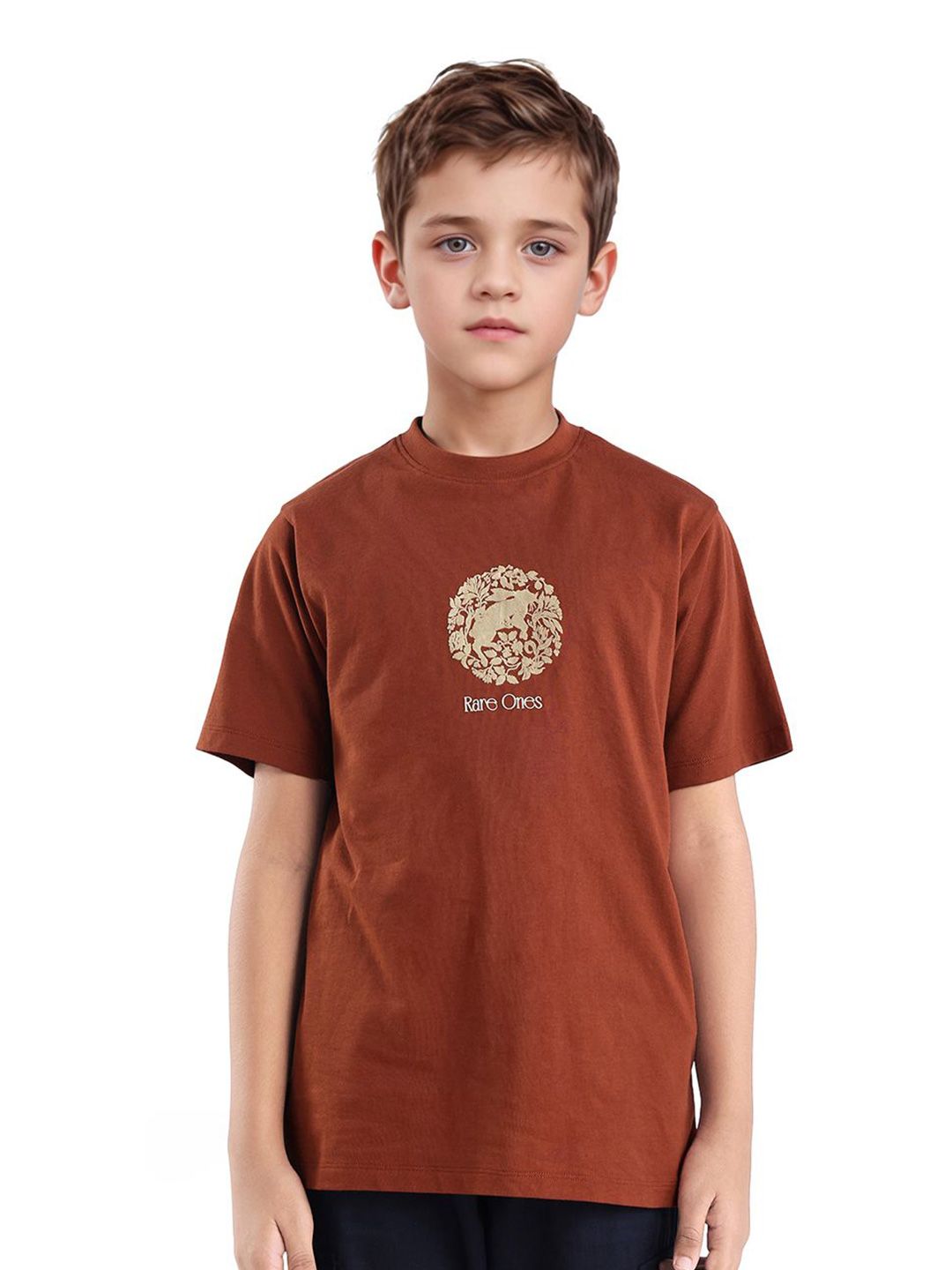RARE ONES Boys Graphic Printed Round Neck Cotton T-shirt