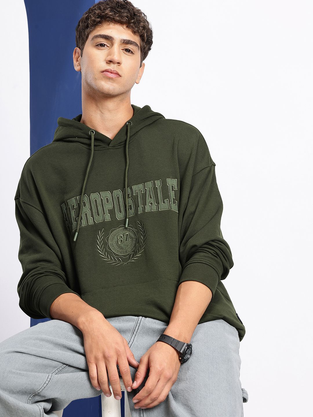Aeropostale Typography Printed Hooded Sweatshirt