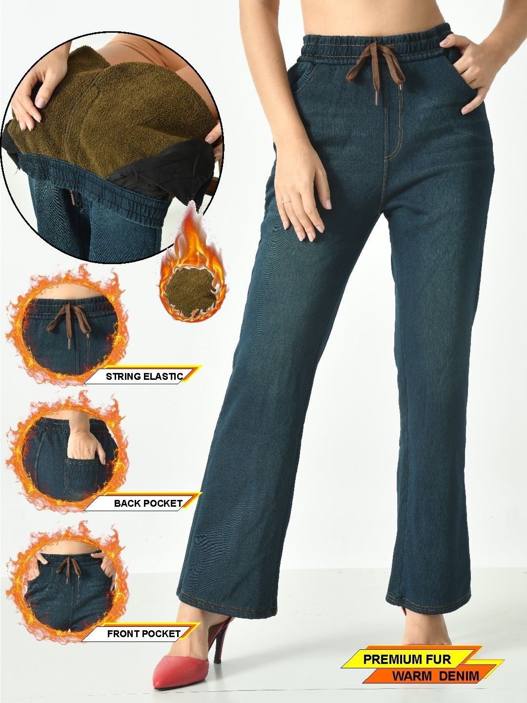 Buy PIFTIF Women Fleece Lined Winter Warm Thermal Denim Jeans