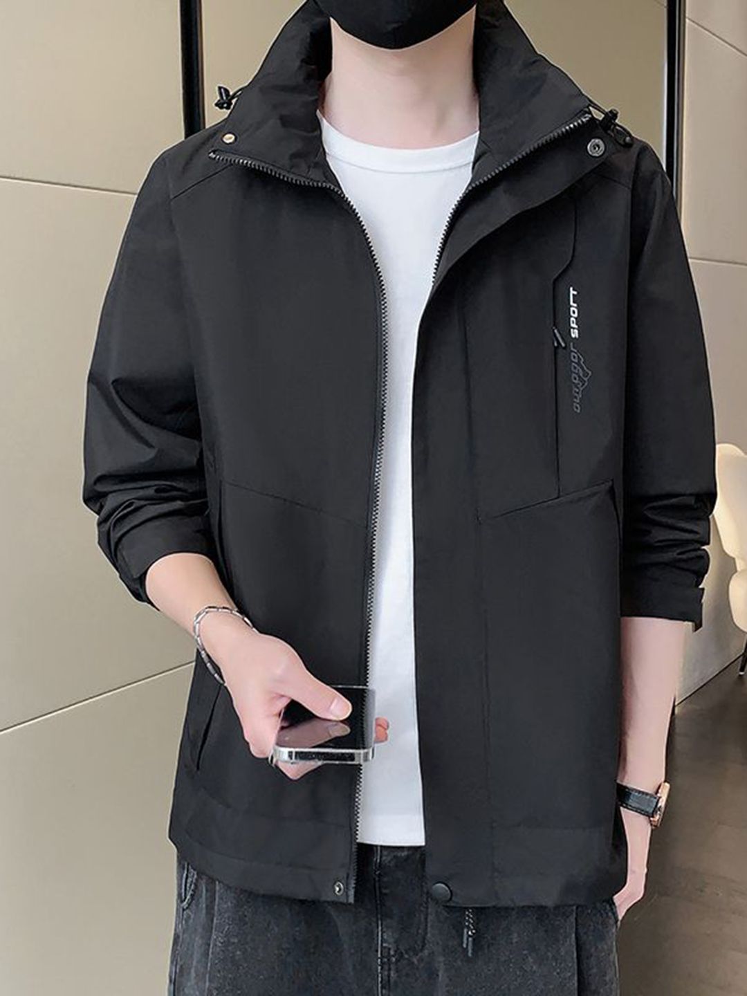 StyleCast x Revolte Men Stand Collar Open Front Jacket