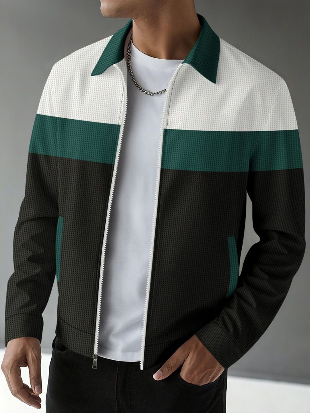 StyleCast x Revolte Men Colourblocked Open Front Jacket