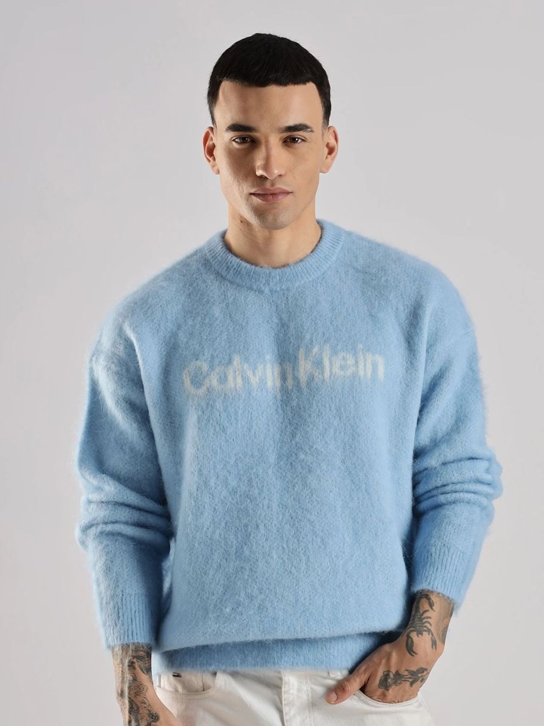 Calvin Klein Jeans Calvin Klein Jeans Relaxed Fit Brand Logo Printed Pullover Sweater