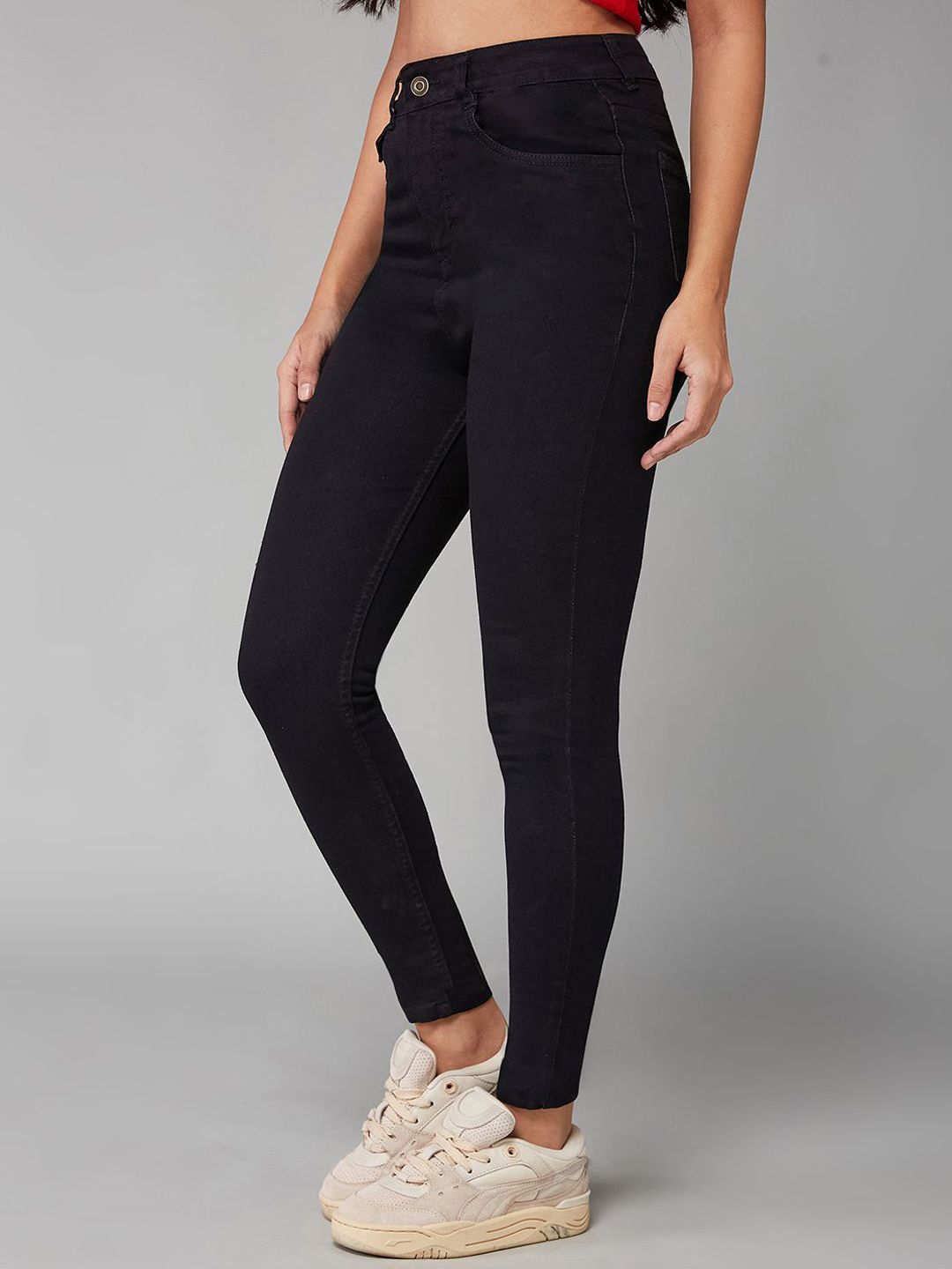 DOLCE CRUDO Women Skinny High Rise Clean Look Regular-Length Stretchable Denim Jeans
