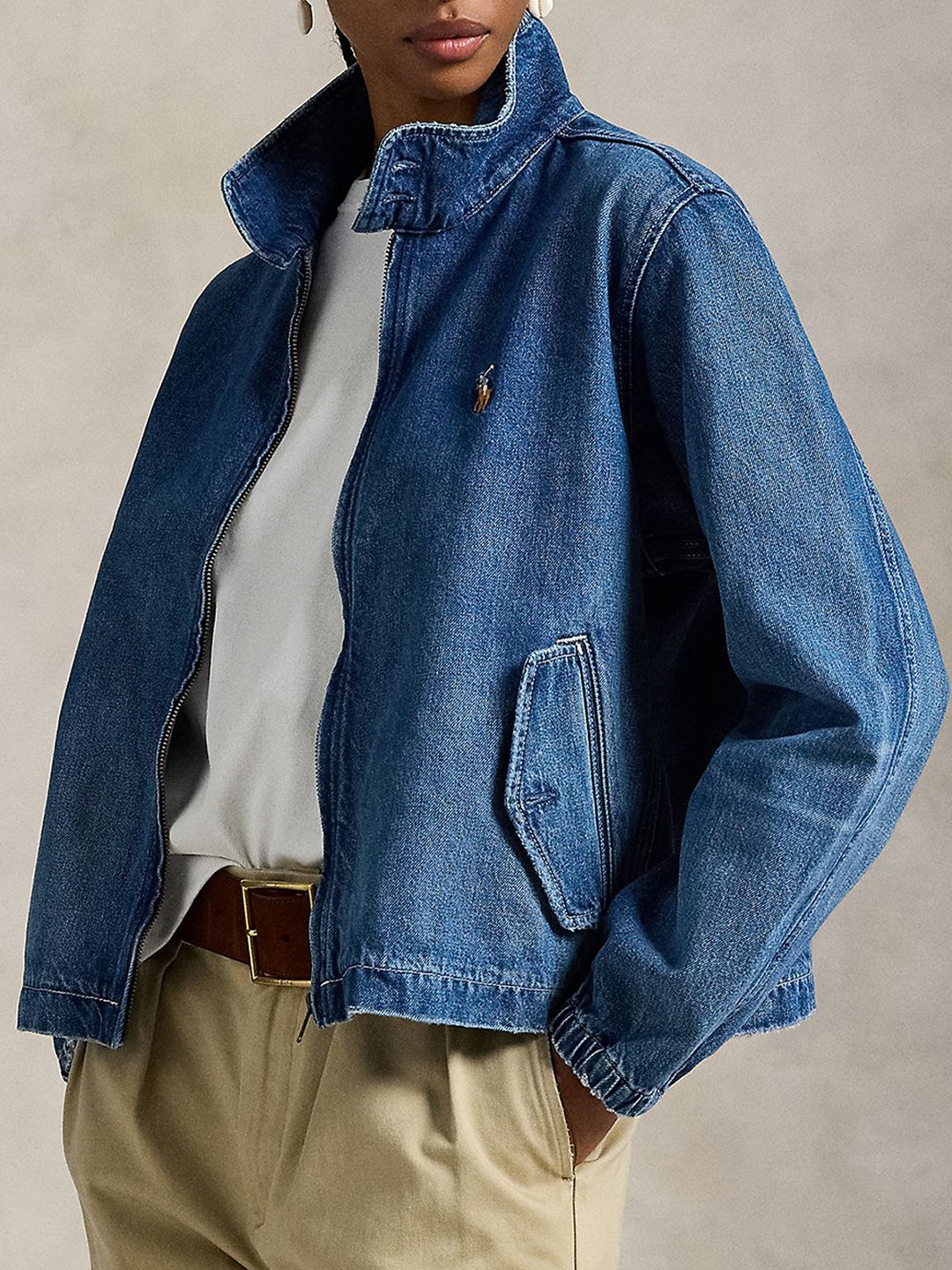 Buy Polo Ralph Lauren Pure Cotton Cable-Knit Full-Zip Denim Jacket