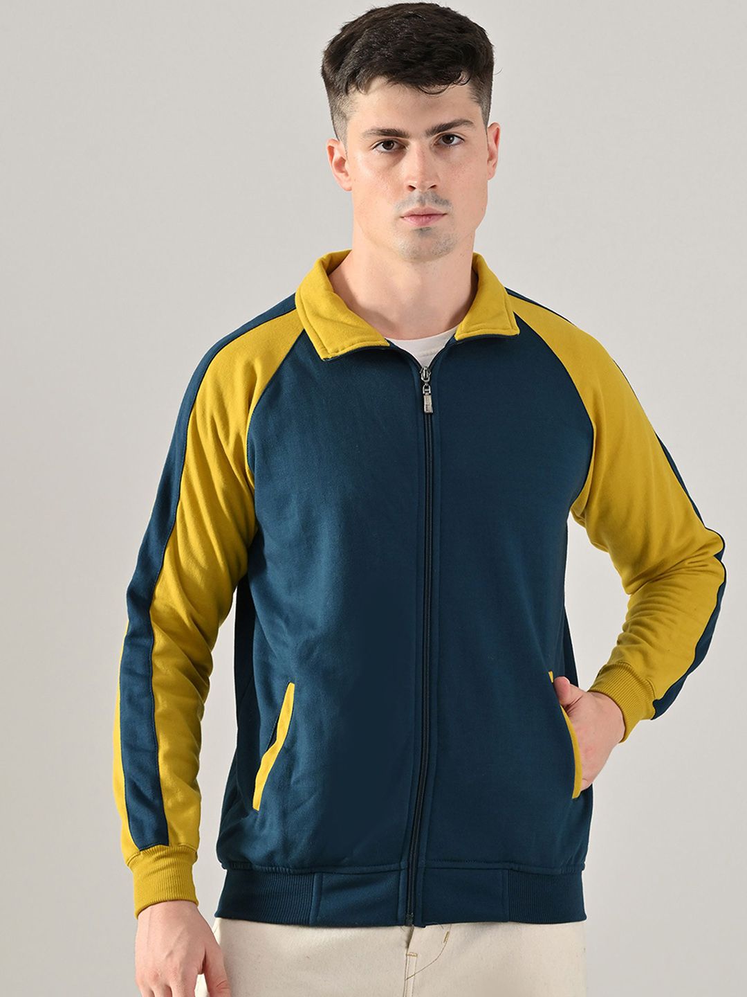 BAESD Fleece Stand Collar Lightweight Open Front Jacket With Embroidered