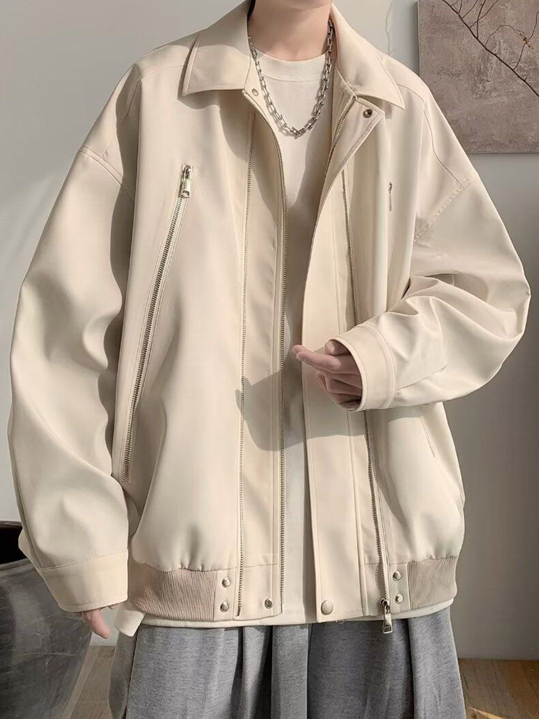 StyleCast x Revolte Men Stand Collar Open Front Jacket