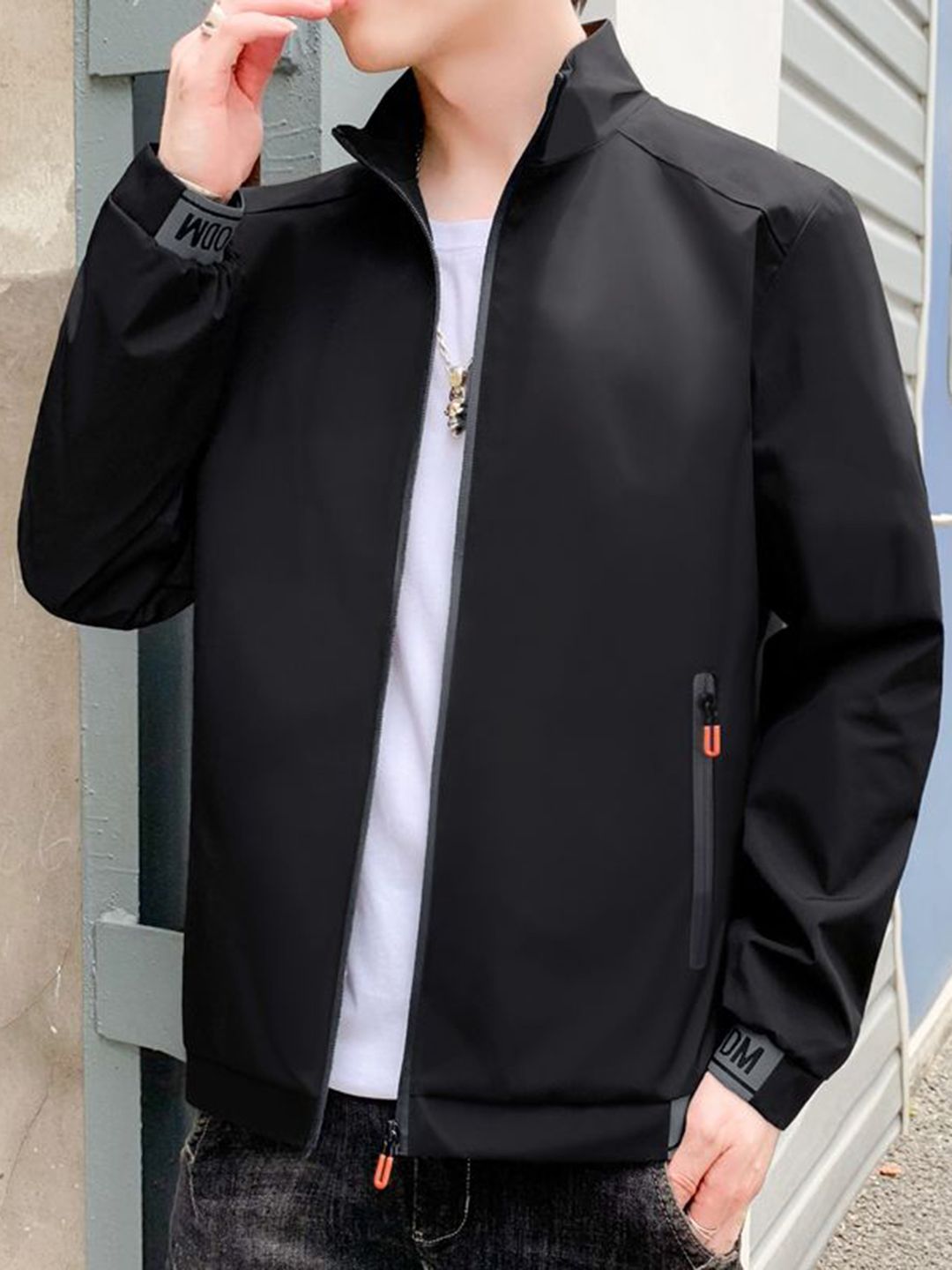StyleCast x Revolte Men Stand Collar Open Front Jacket