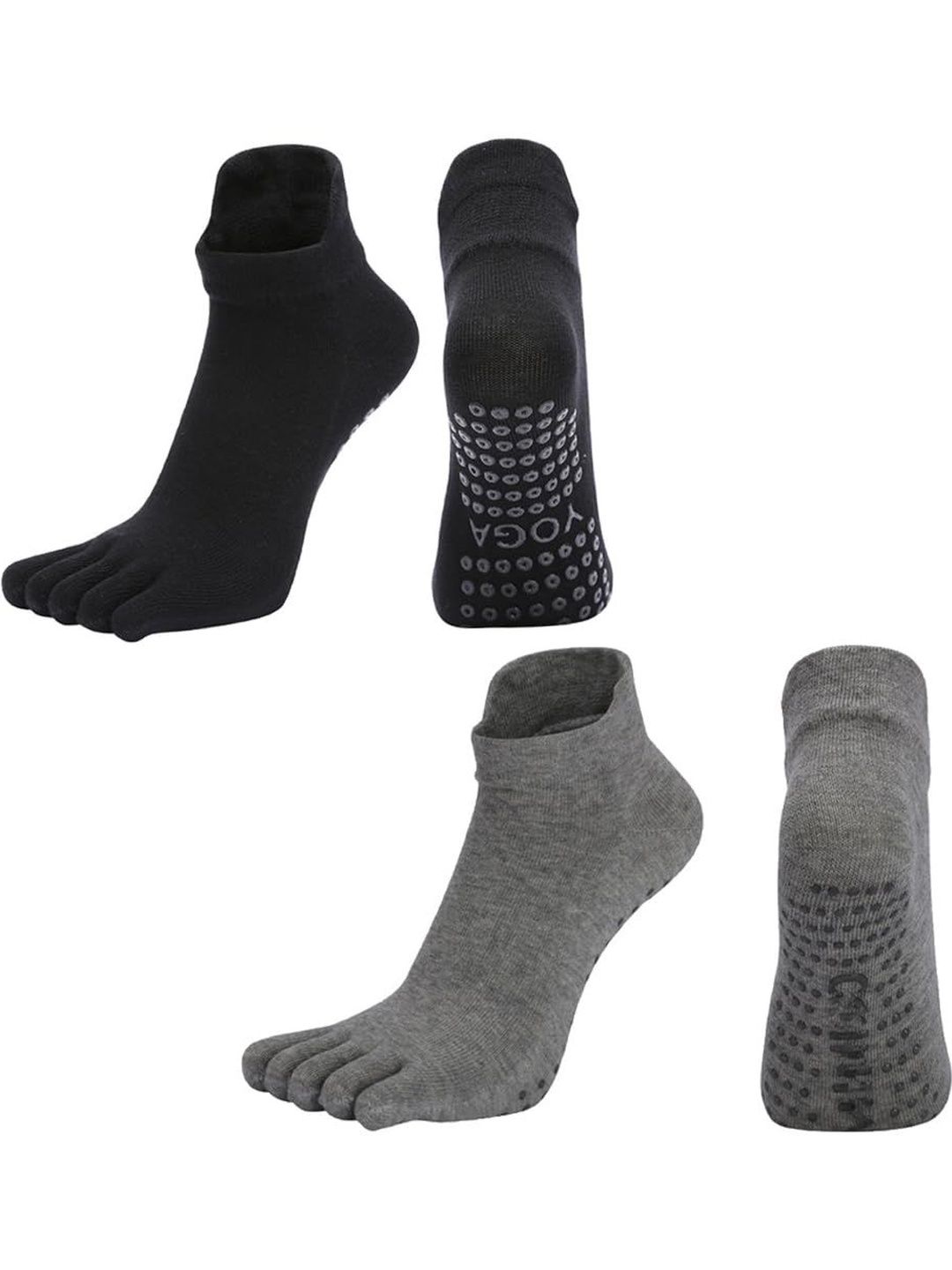 NESKA MODA Unisex Black & Grey Set of 2 Ankle Length Cotton Socks