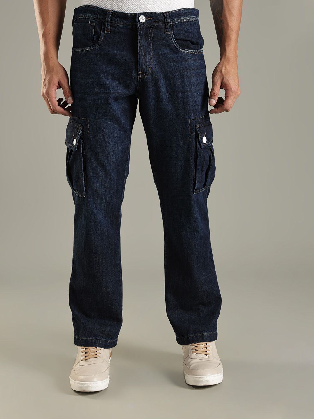 Mast & Harbour Men No Fade Mid-Rise Baggy Jeans