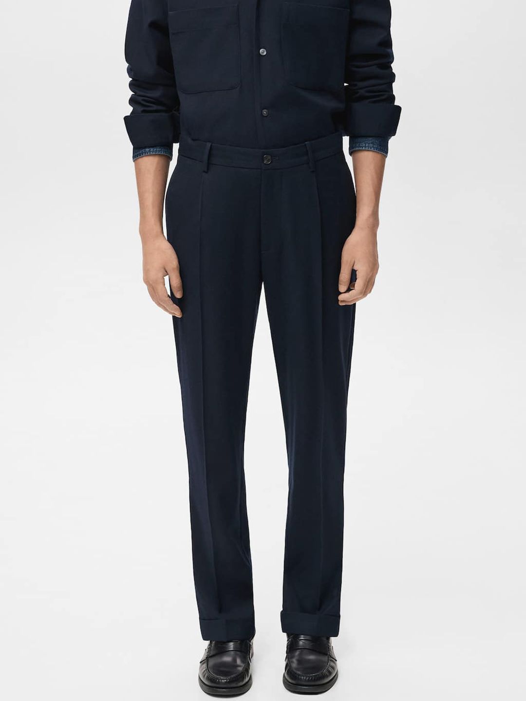 MANGO MAN Regular Fit Pleated Smart Casual Trousers