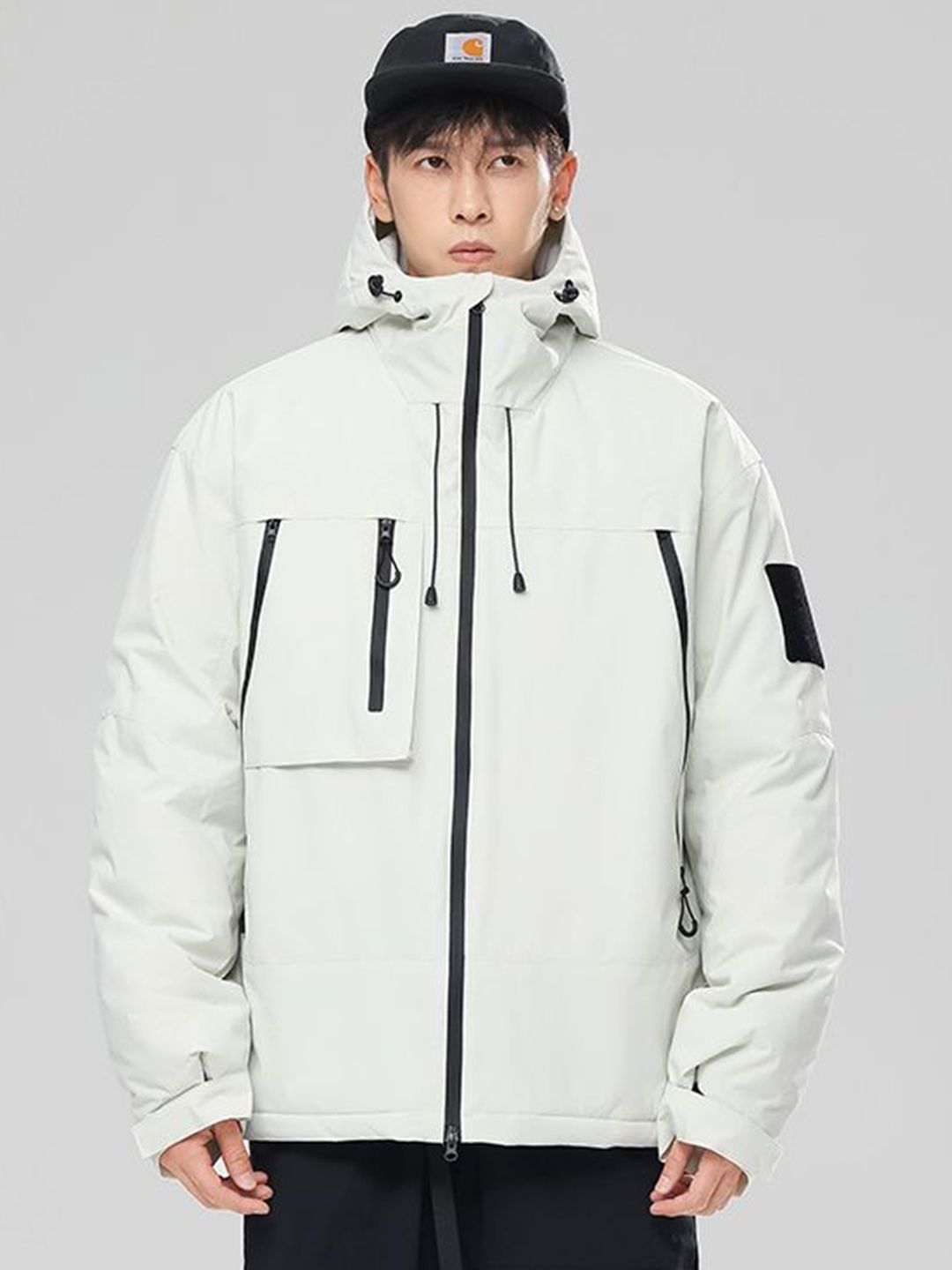 StyleCast x Revolte Off White Solid Insulator Padded Jacket with Hood