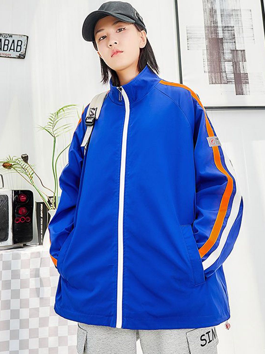 StyleCast x Revolte Men Striped Oversized Open Front Jacket
