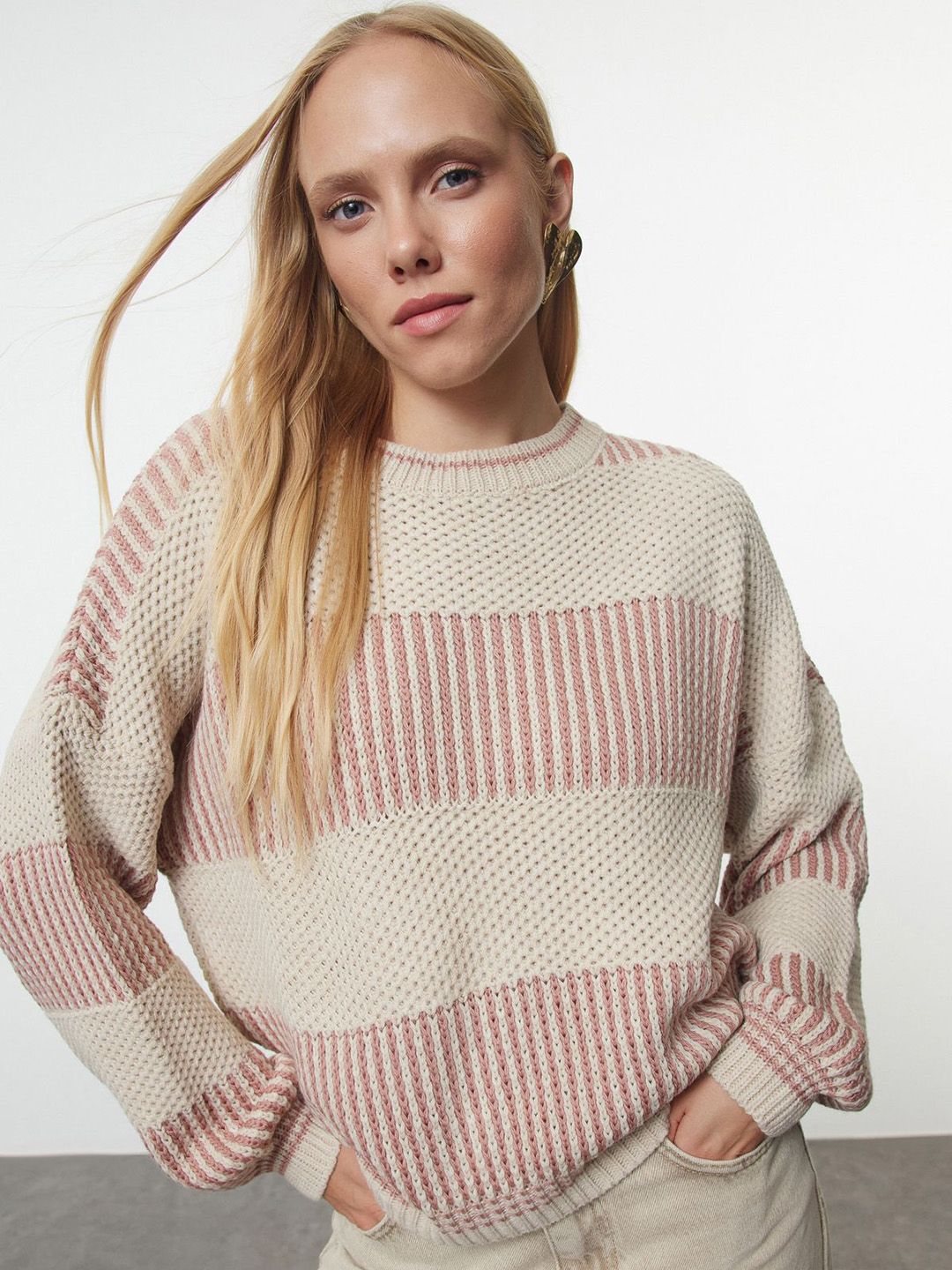 Trendyol Striped Round Neck Pullover
