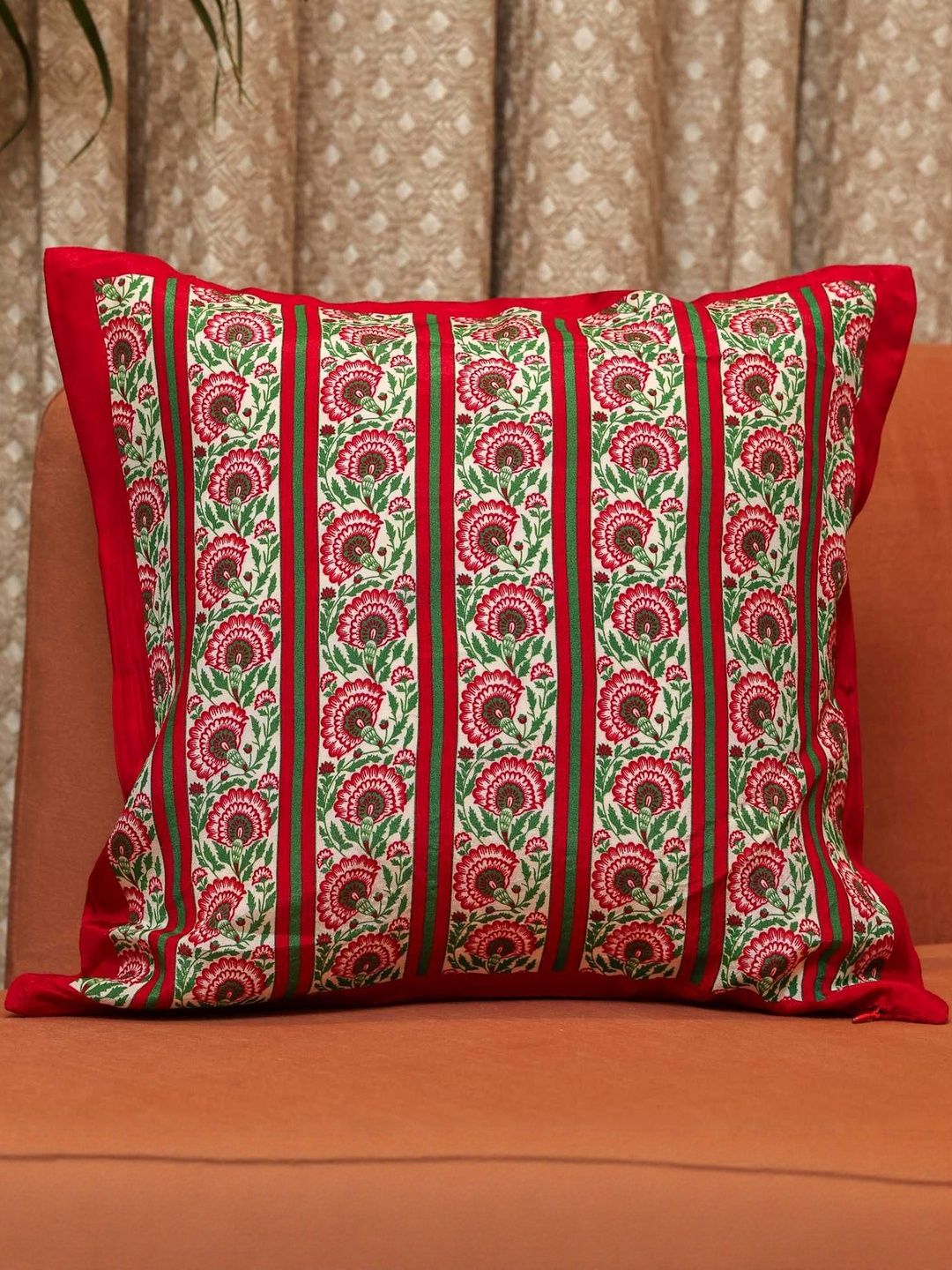 Sangria Sangria Red Floral Velvet Square Cushion Covers