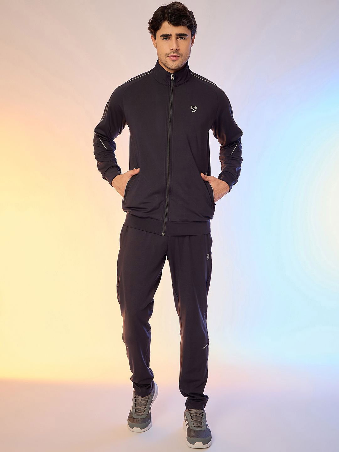 SG Men Stand Collar Solid Bomber Jacket