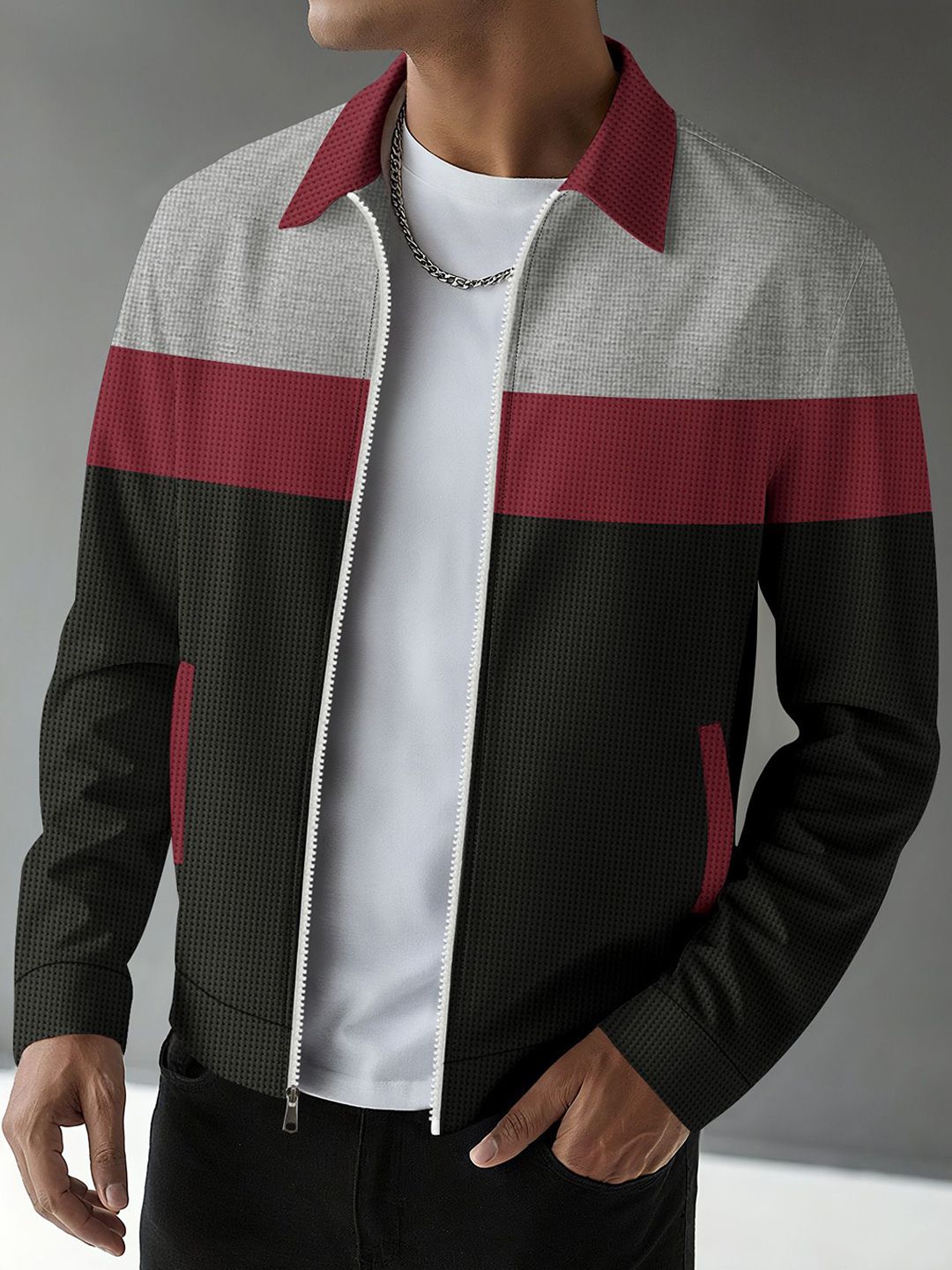 StyleCast x Revolte Men Colourblocked Open Front Jacket