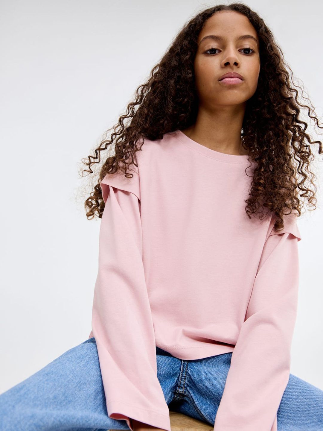 Mango Kids Girls Sleeves detail Pure Cotton T-shirt