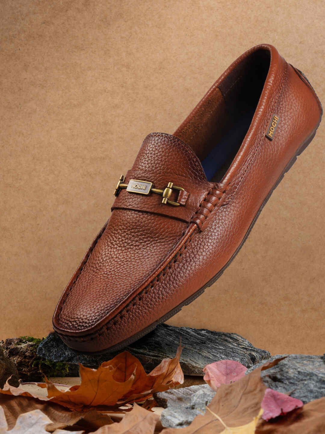 Mochi Men Leather Round Toe Loafers