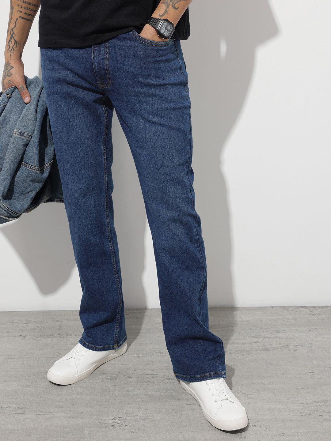 The Roadster Life Co. Men Bootcut Light Fade Stretchable Jeans