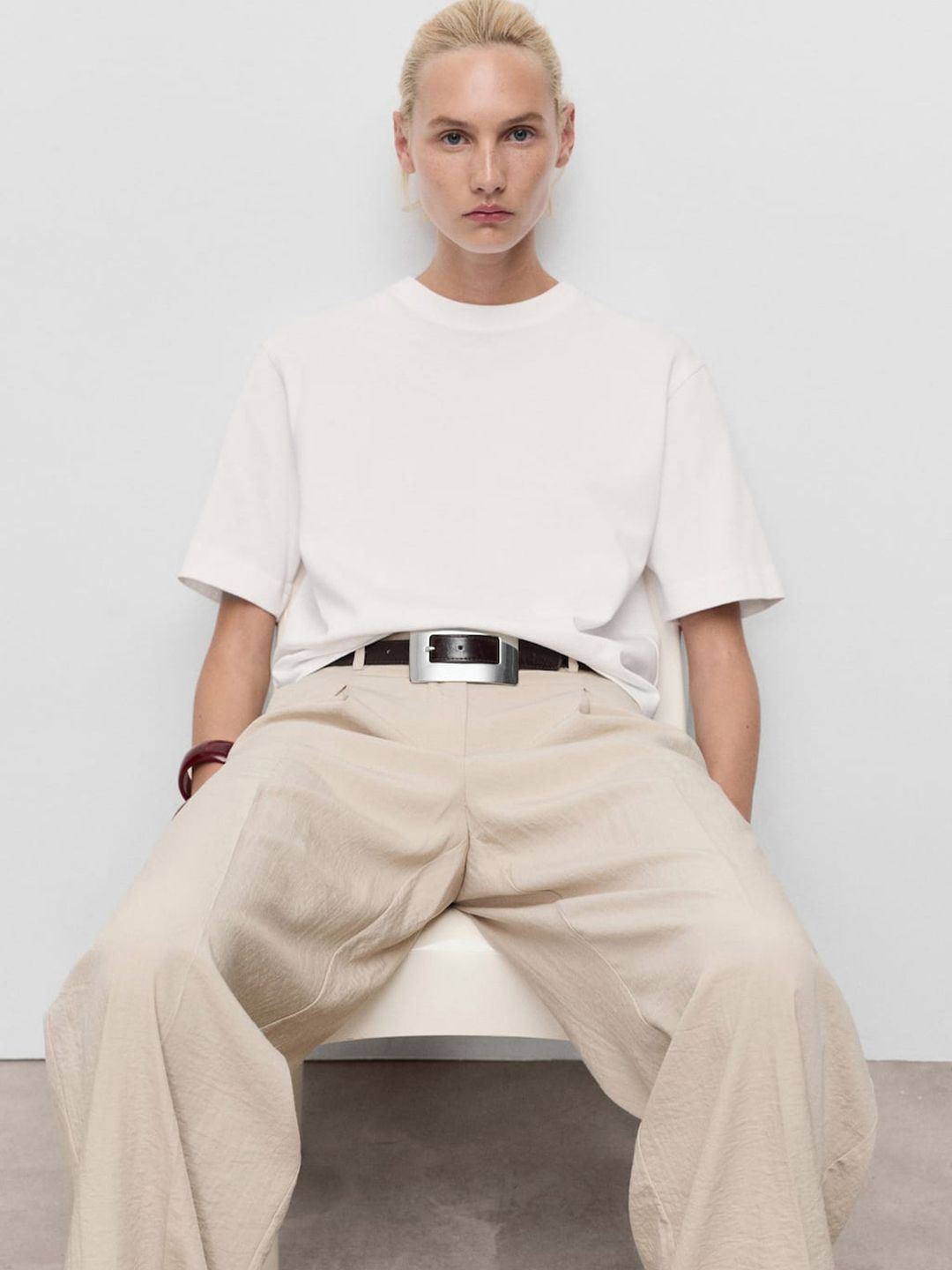 Drop-Shoulder Sleeves Pure Cotton T-shirt