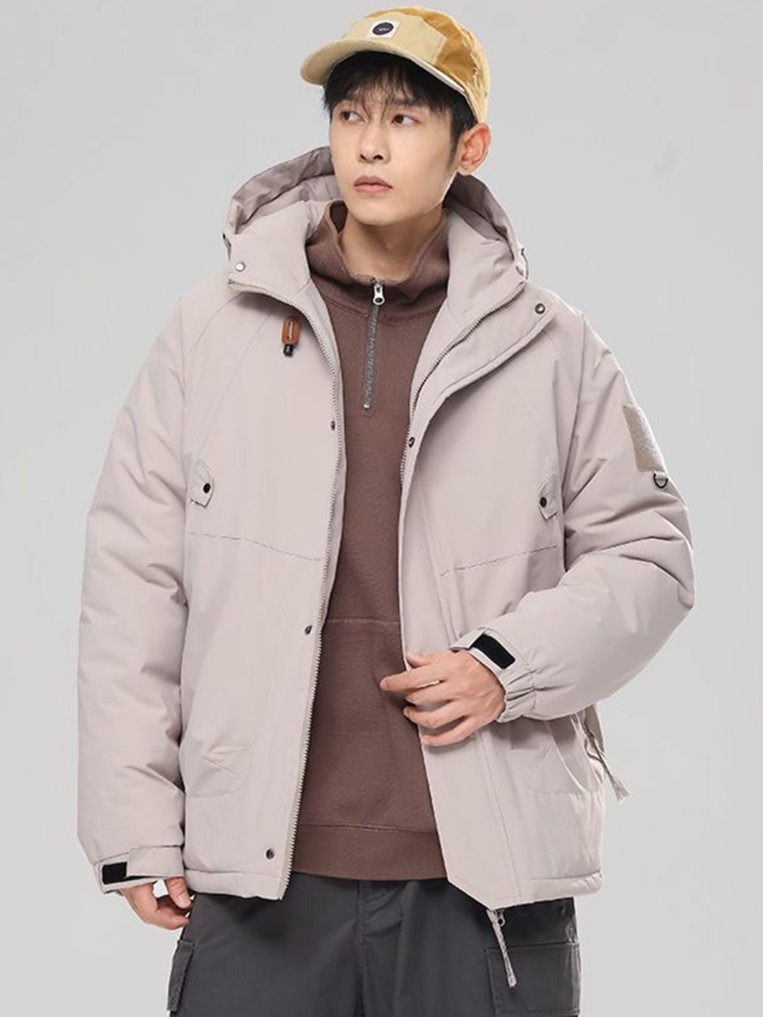 StyleCast x Revolte Khaki Solid Insulator Padded Jacket with Hood