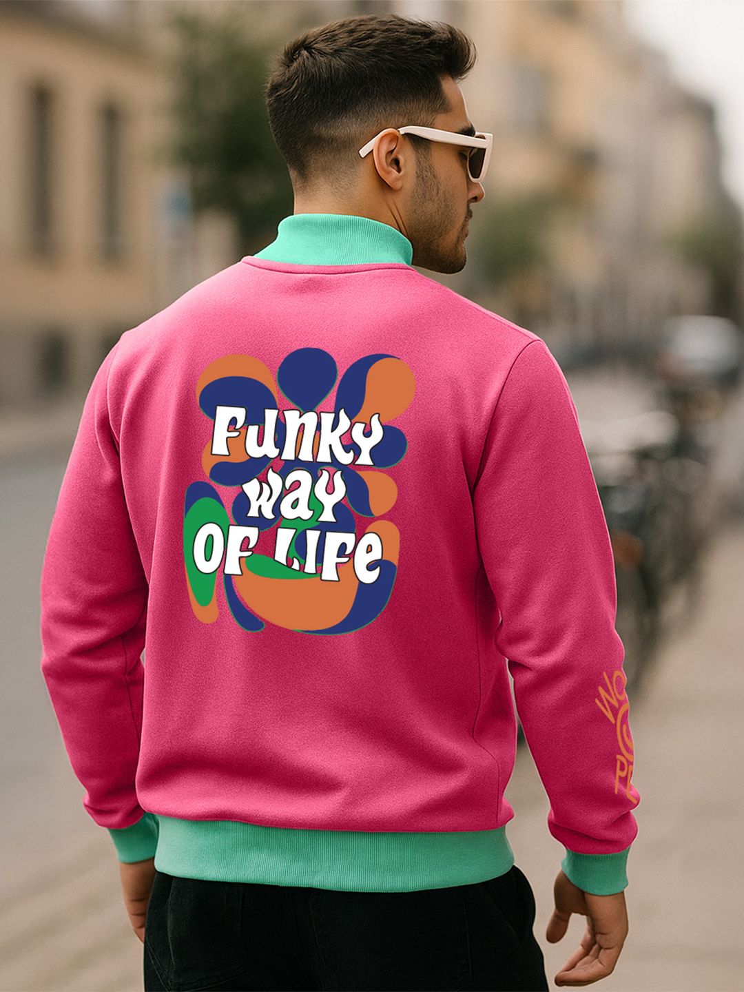 VEIRDO Pink & Green Fleece Lightweight Tailored Jacket