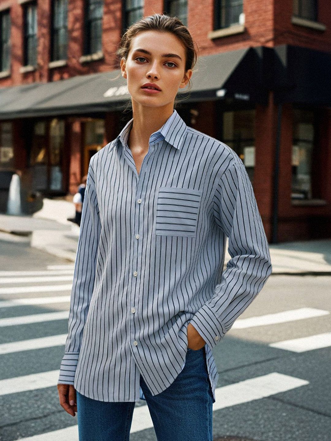 Trendyol Striped Spread Collar Regular Fit Casual Shirt