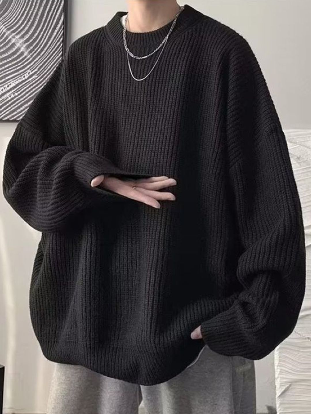 StyleCast Men Ribbed Longline Pullover