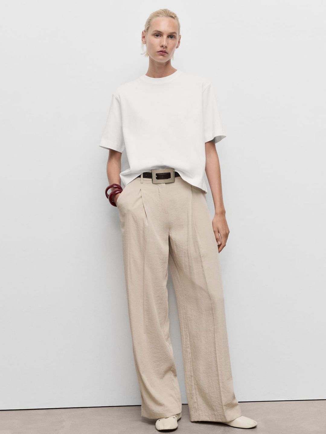 Drop-Shoulder Sleeves Pure Cotton T-shirt