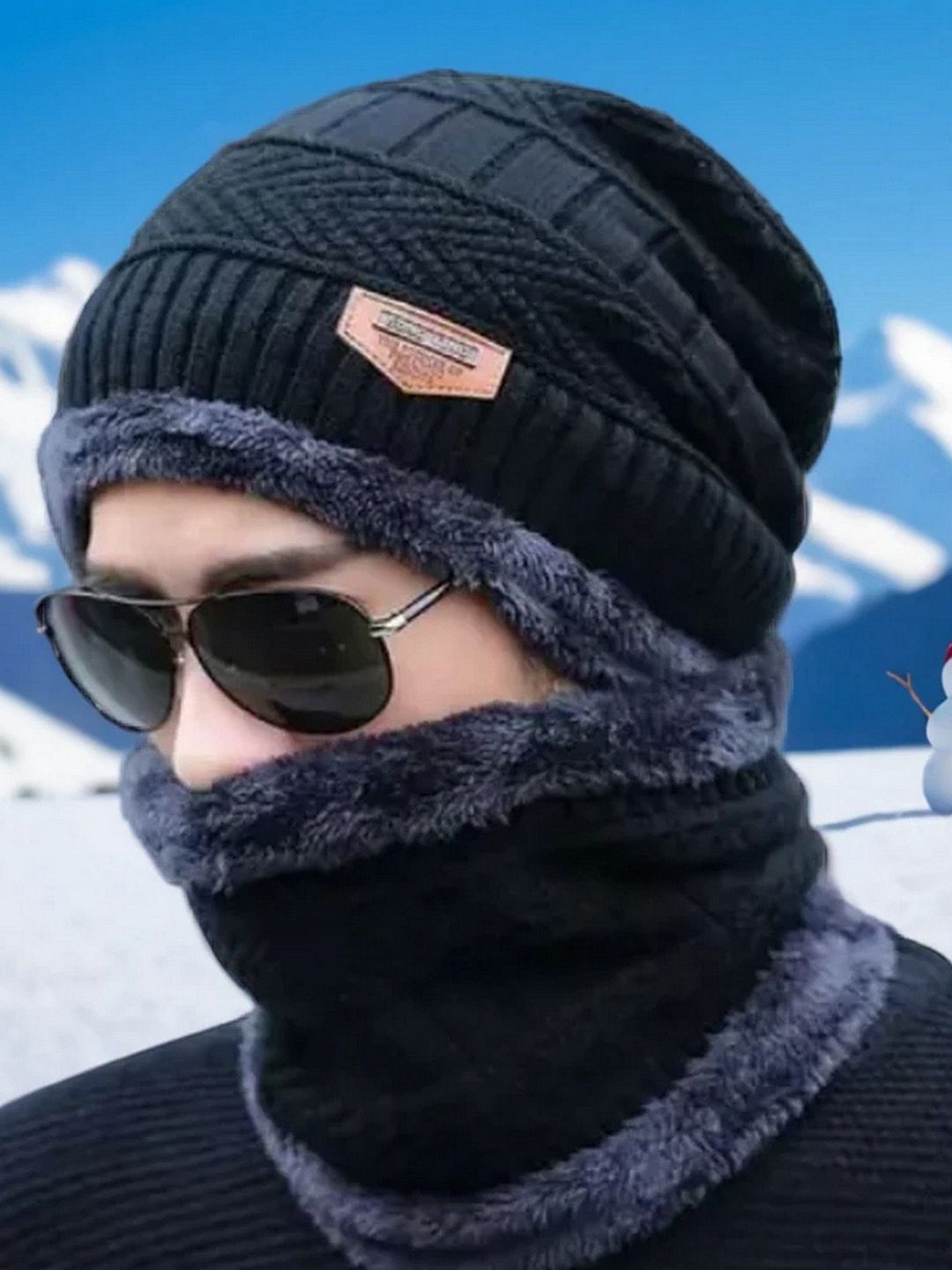 Infispace Unisex Woollen Beanie Cap With Neck Warmer
