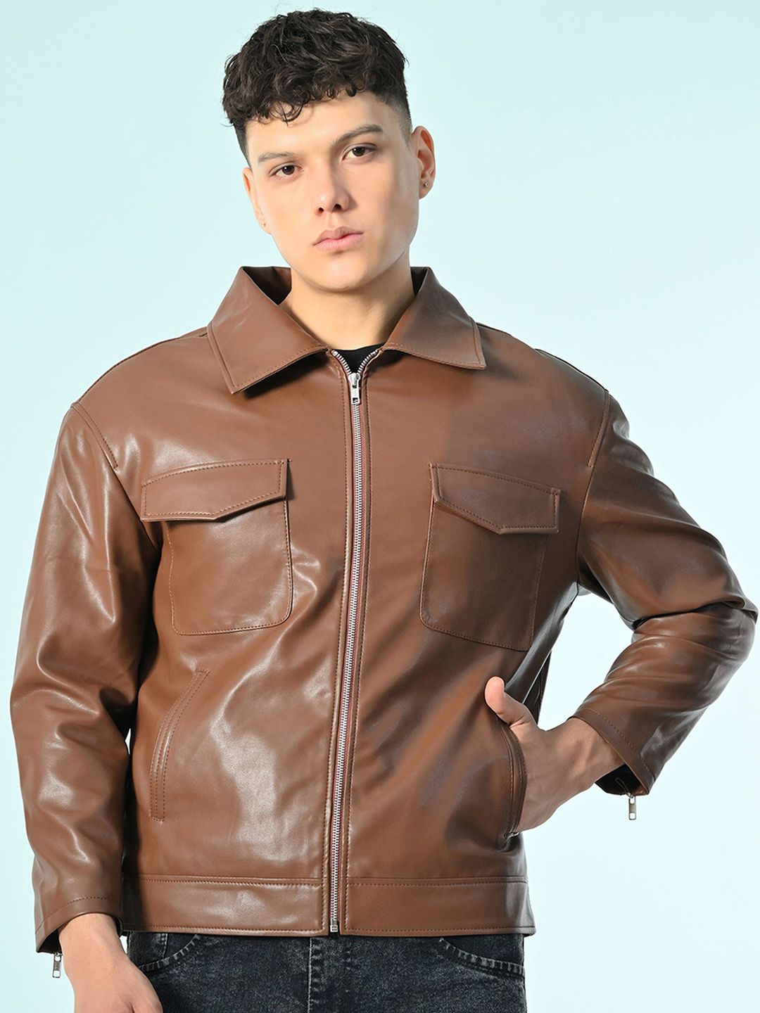 TBOJ Long Sleeves Leather Jacket