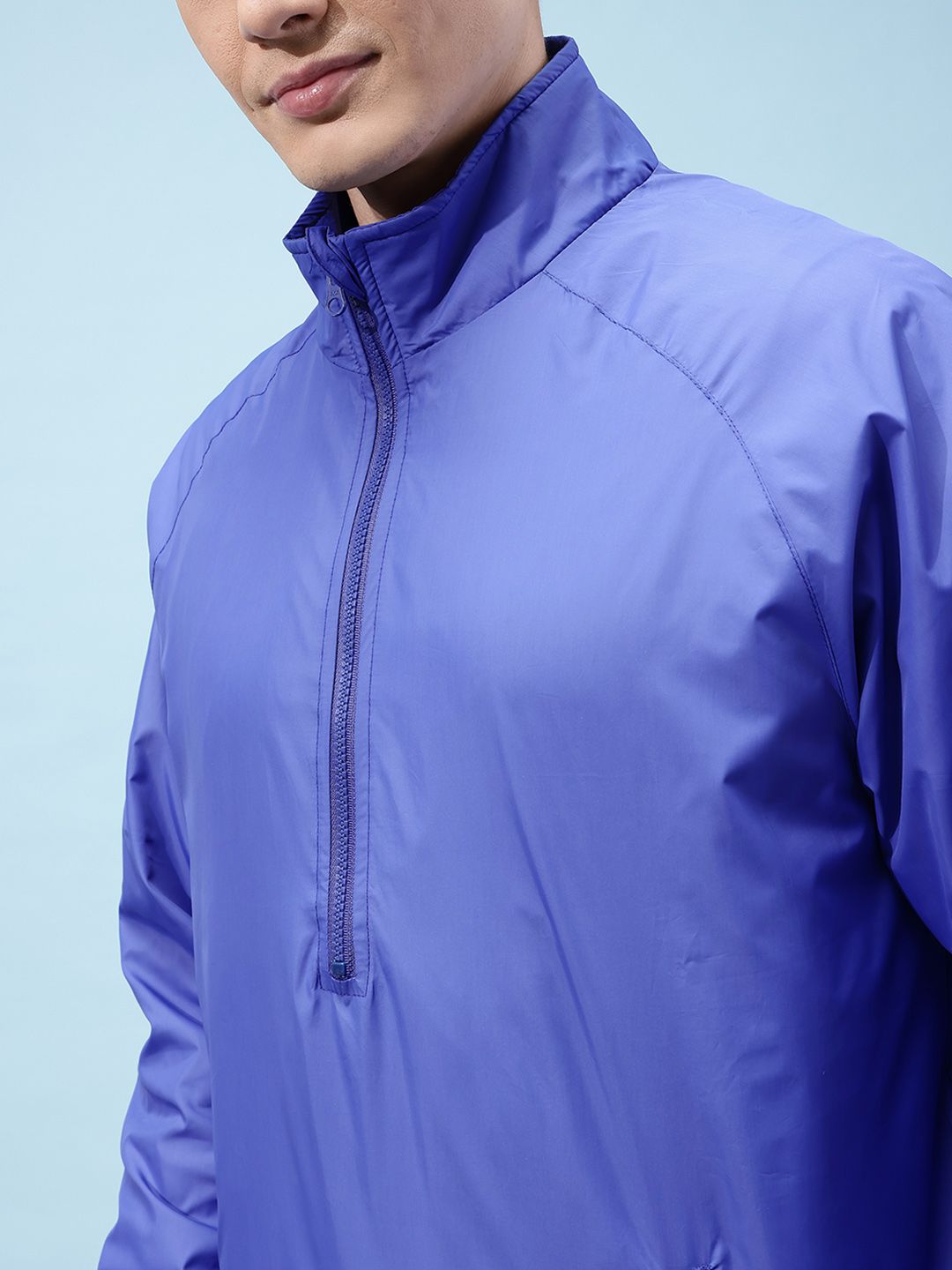 Buy glitchez Mock Collar Half Zipper Oversized Windcheater Bomber