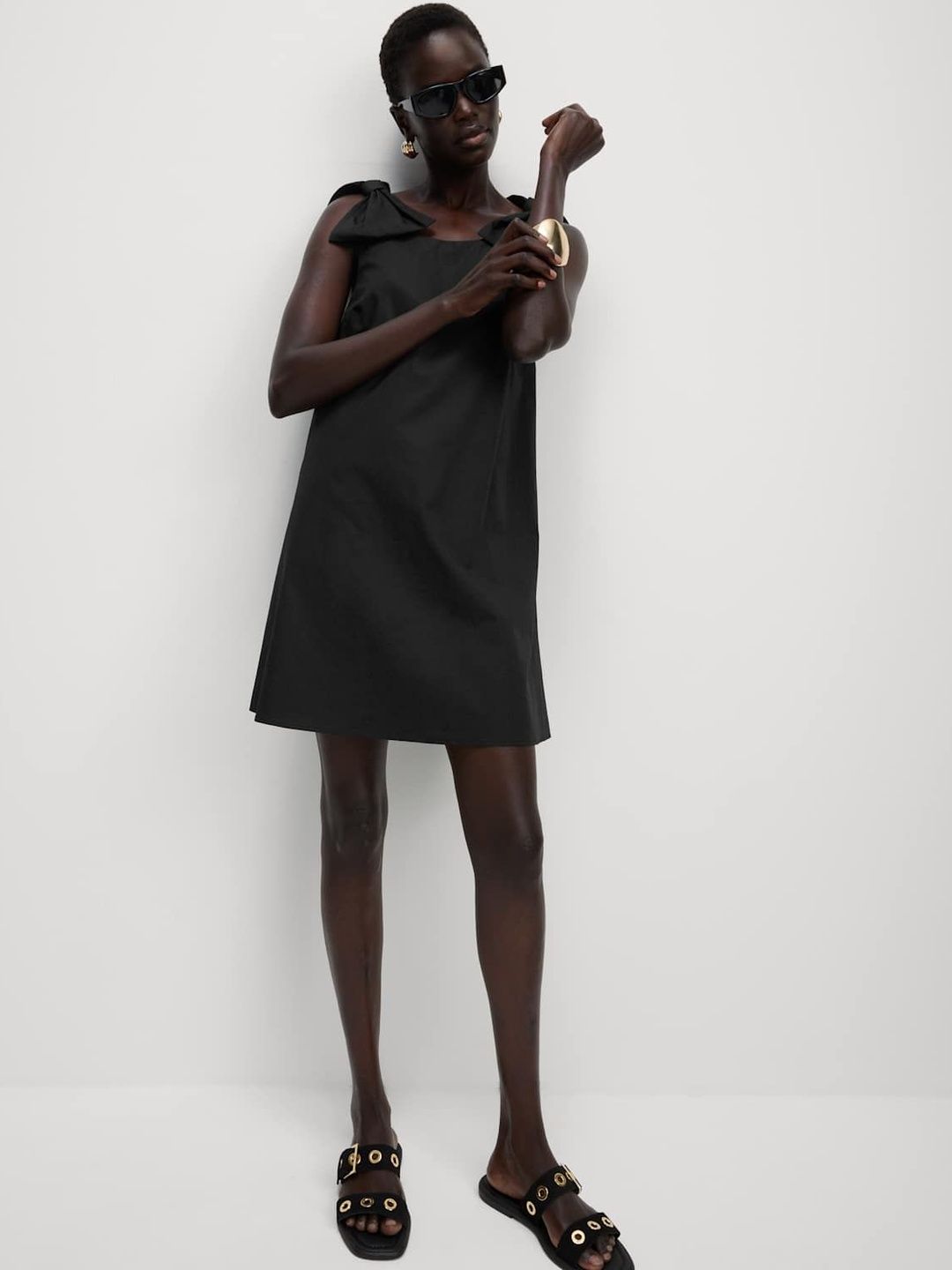 Marks & Spencer Pure Cotton Bow Detail Mini Column Dress