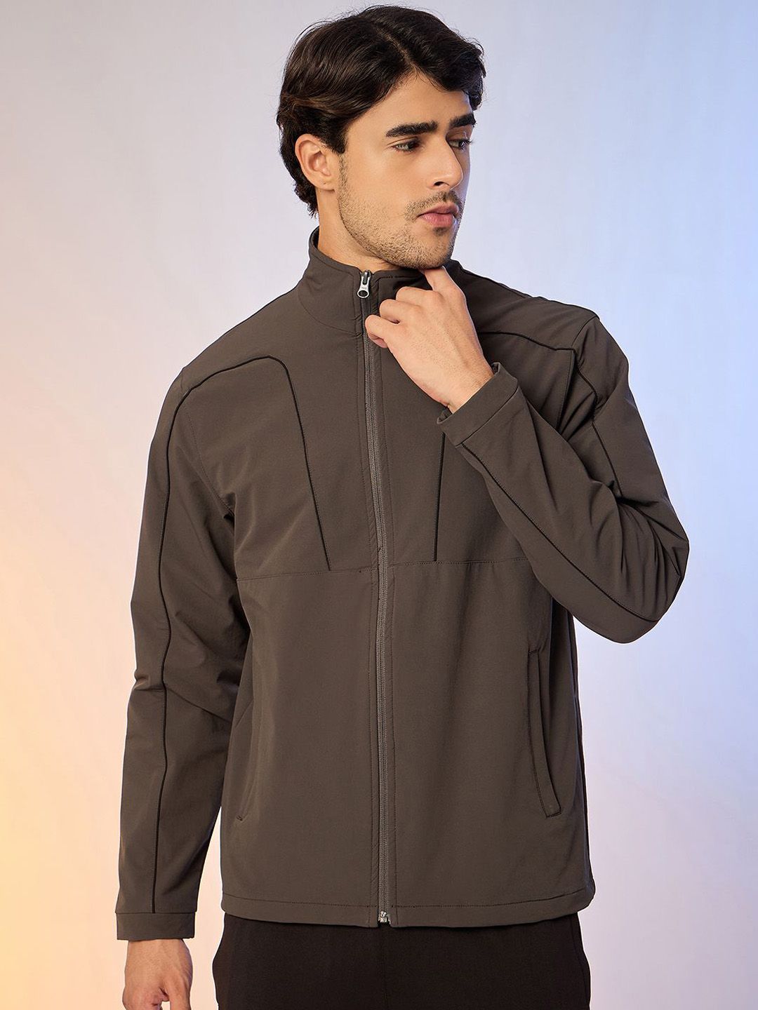 SG Men Stand Collar Solid Sporty Jacket