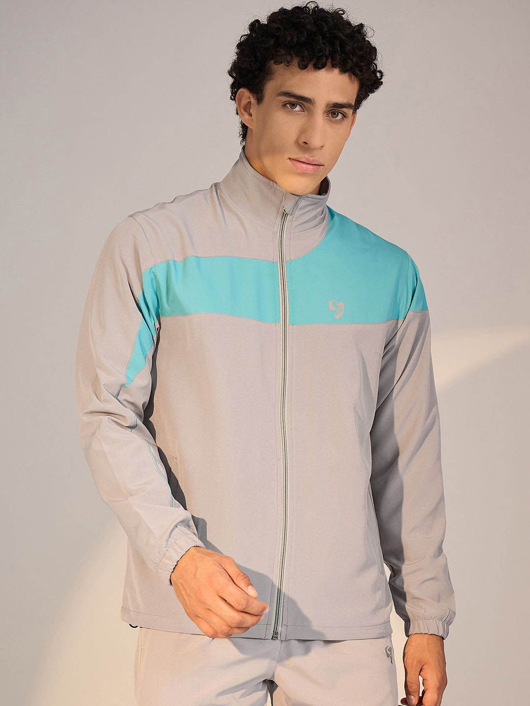 SG Men Stand Collar Colourblocked Sporty Jacket