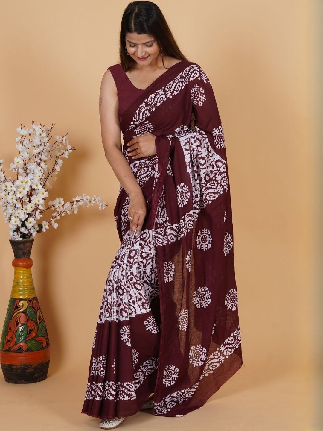 Moda Rapido Batik Pure Cotton Handloom Ikat Saree