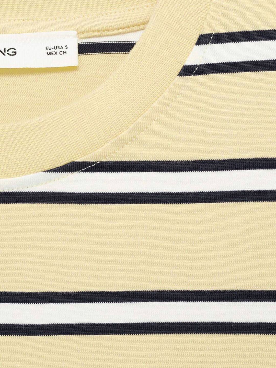 Horizontally Striped Pure Cotton T-shirt