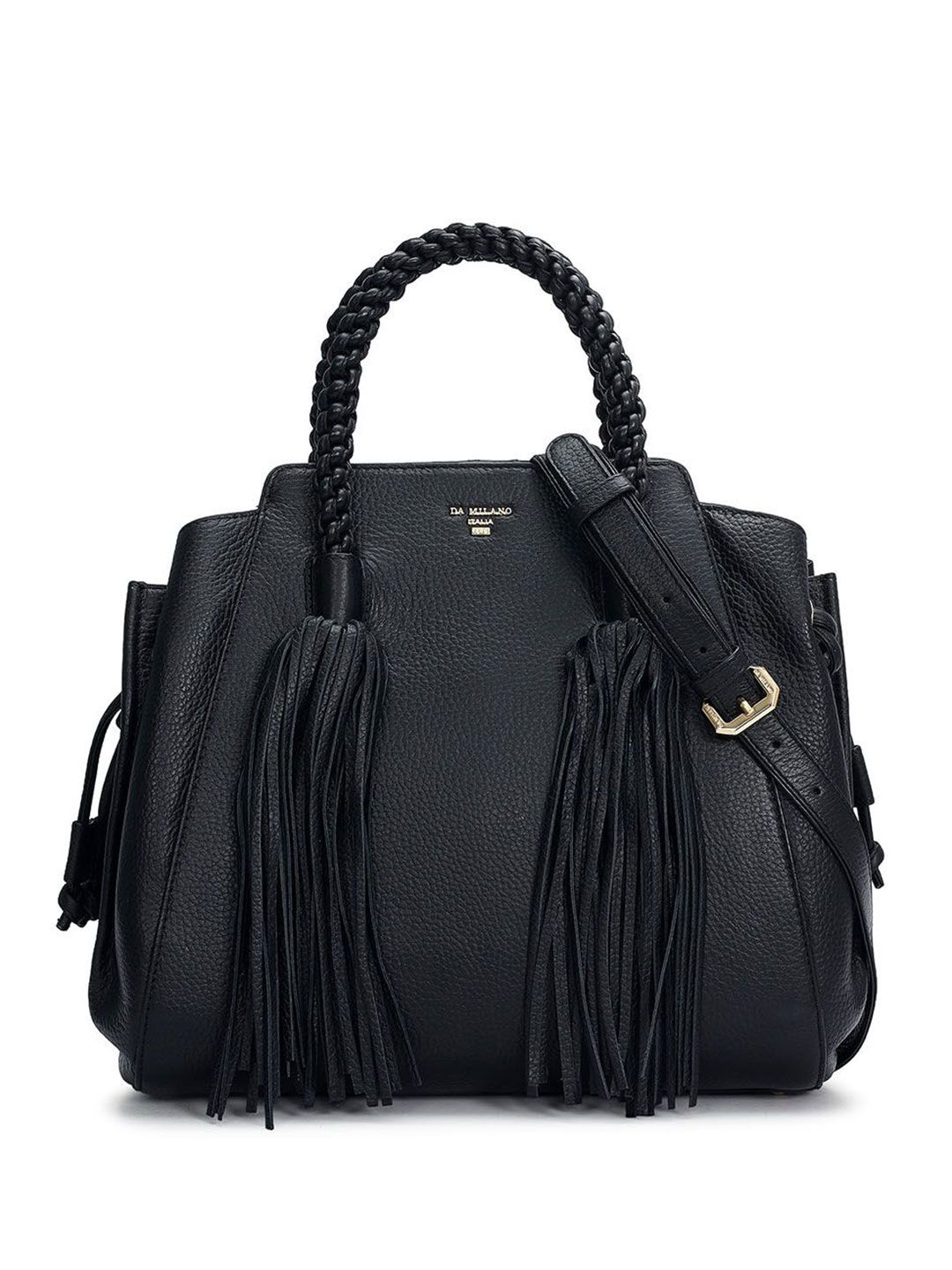 Da Milano Da Milano Women Solid Structured Tasselled Leather Handheld Bag