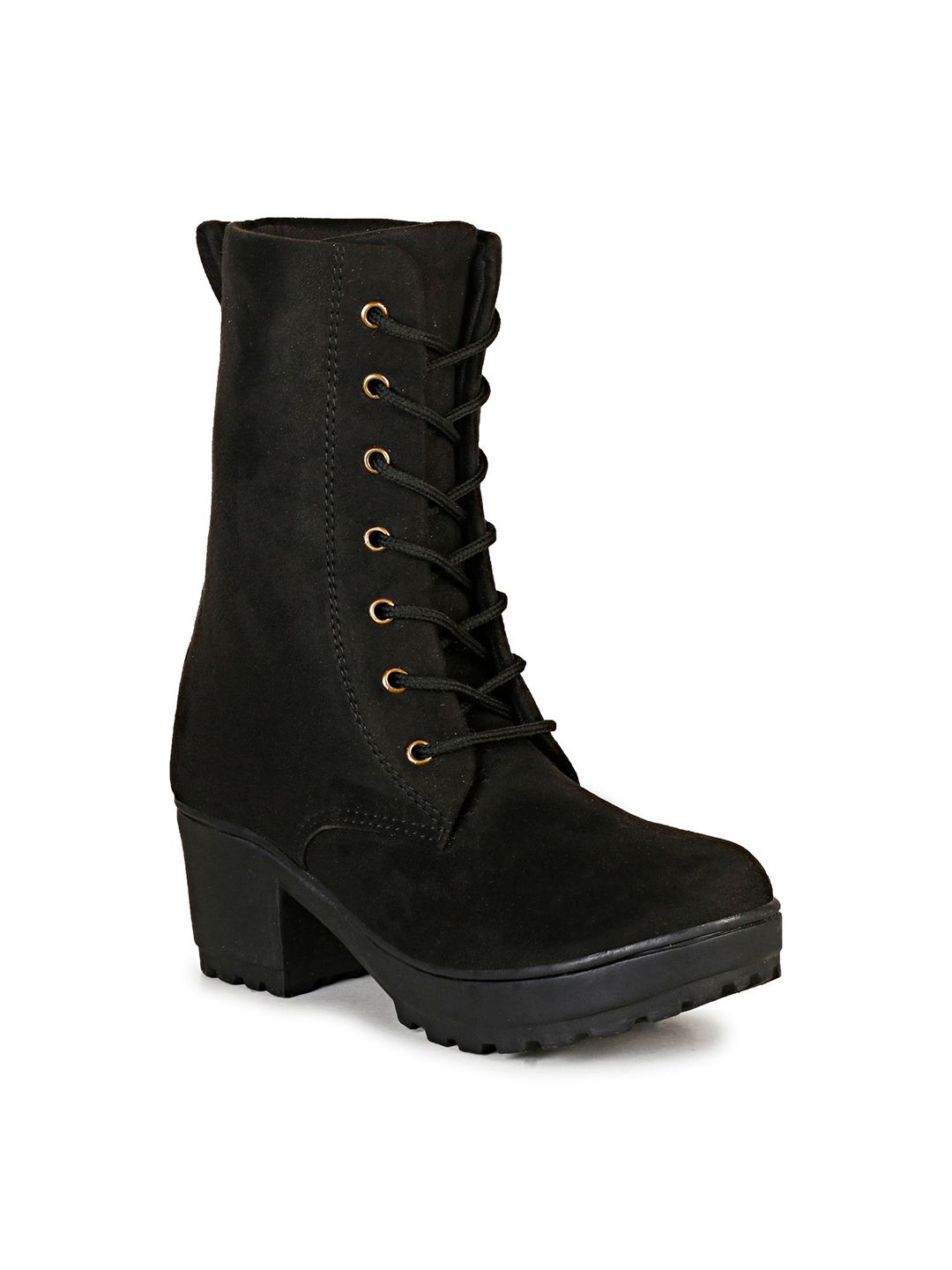 Ishransh Latest Trendy Women Solid Lace-Ups High Ankle Calf  Boots