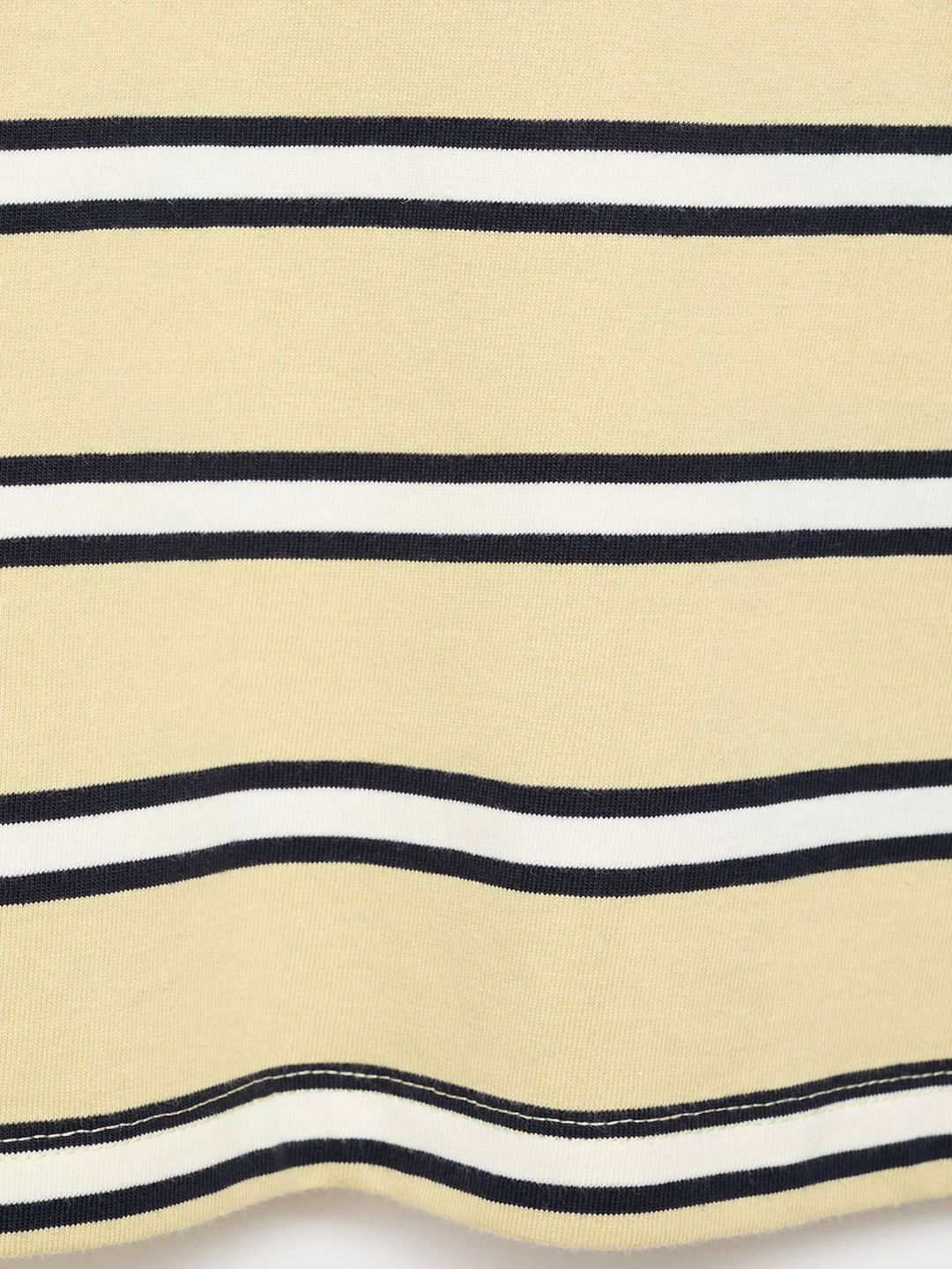 Horizontally Striped Pure Cotton T-shirt