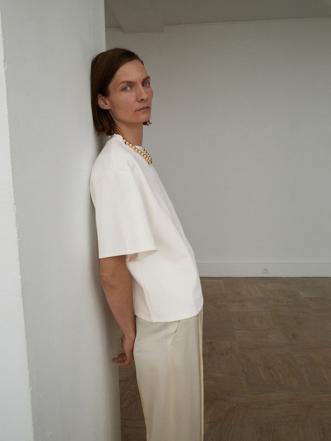 Drop-Shoulder Sleeves Knitted Boxy T-shirt