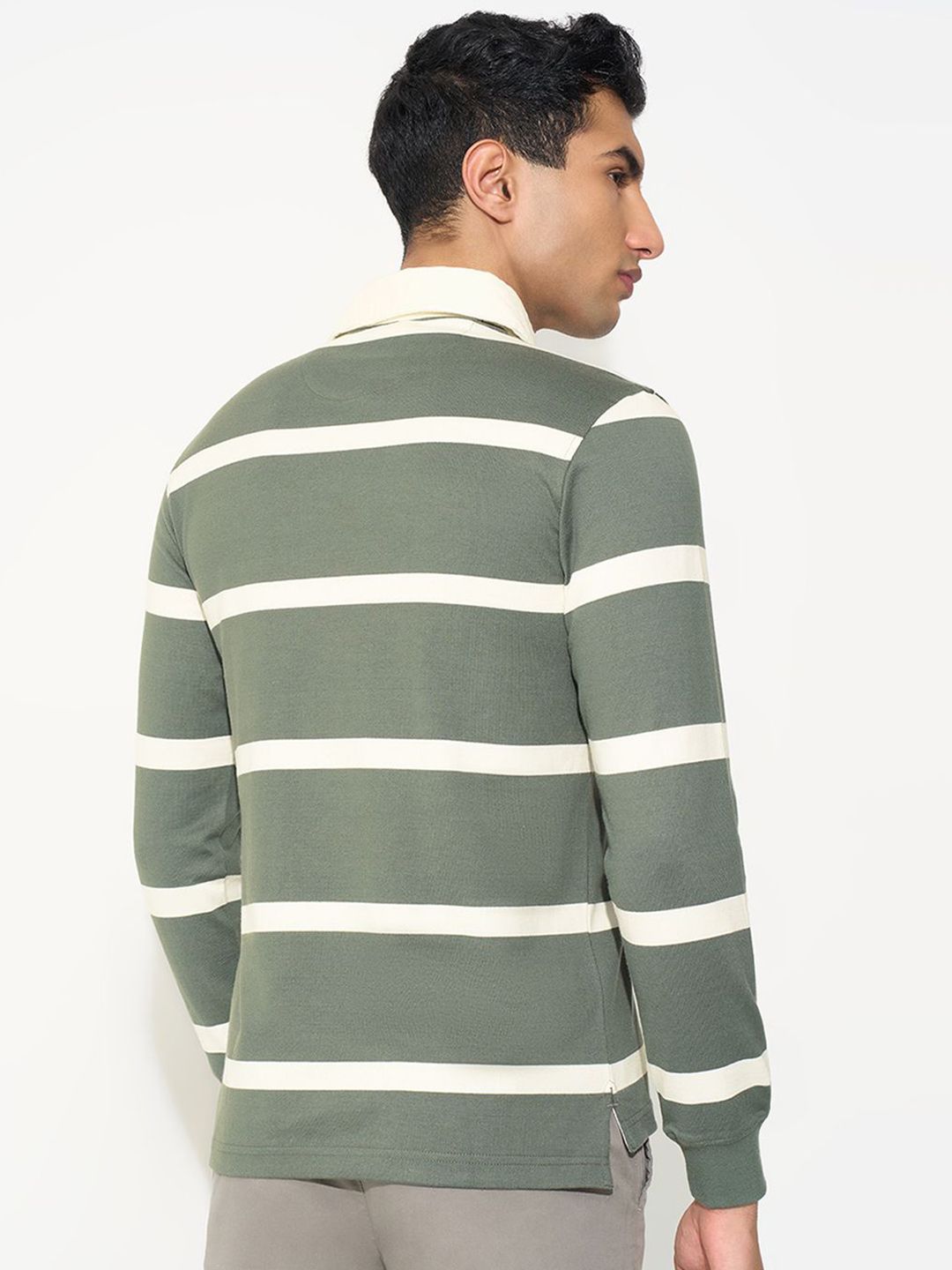 Buy Peregrine by Pantaloons Striped Shirt Collar Sweatshirt