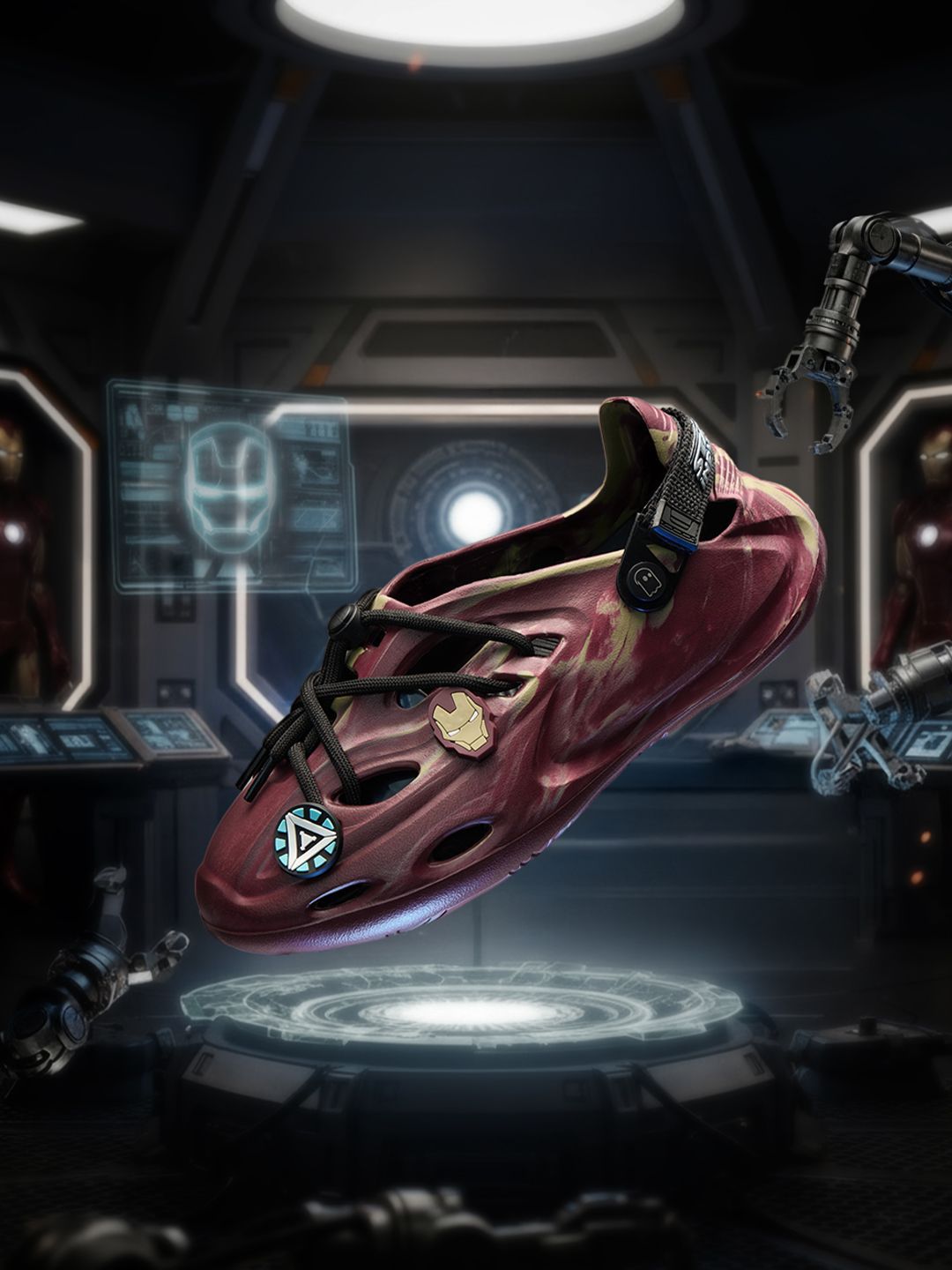 The Souled Store Men Iron Man Printed Maroon Clogs