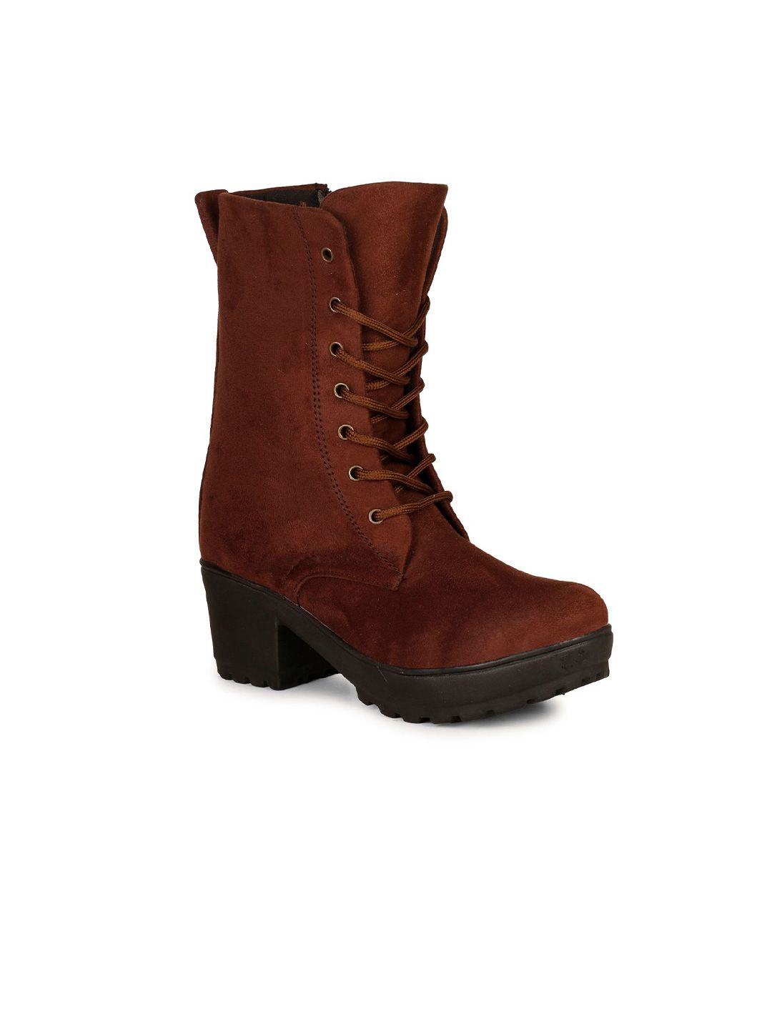 Ishransh Women Latest Round Toe Block Heel Trendy High Ankle Calf  Boots