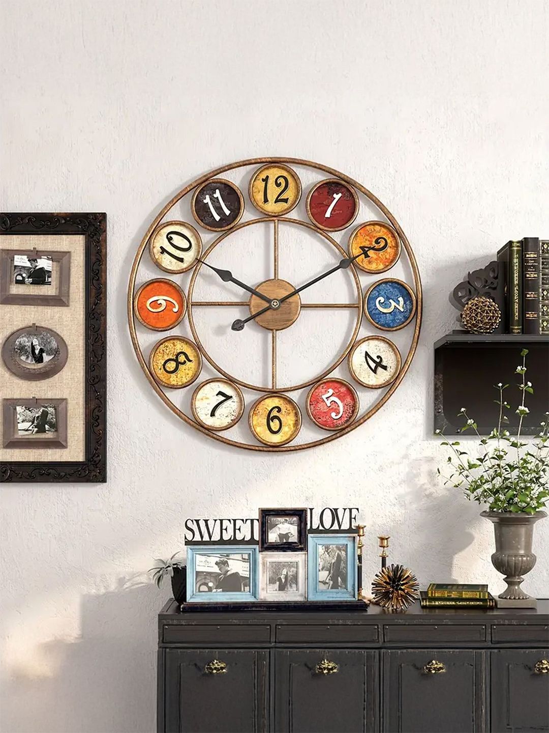 Ekhasa Ekhasa Yellow & Blue Printed Analogue Wall Clock