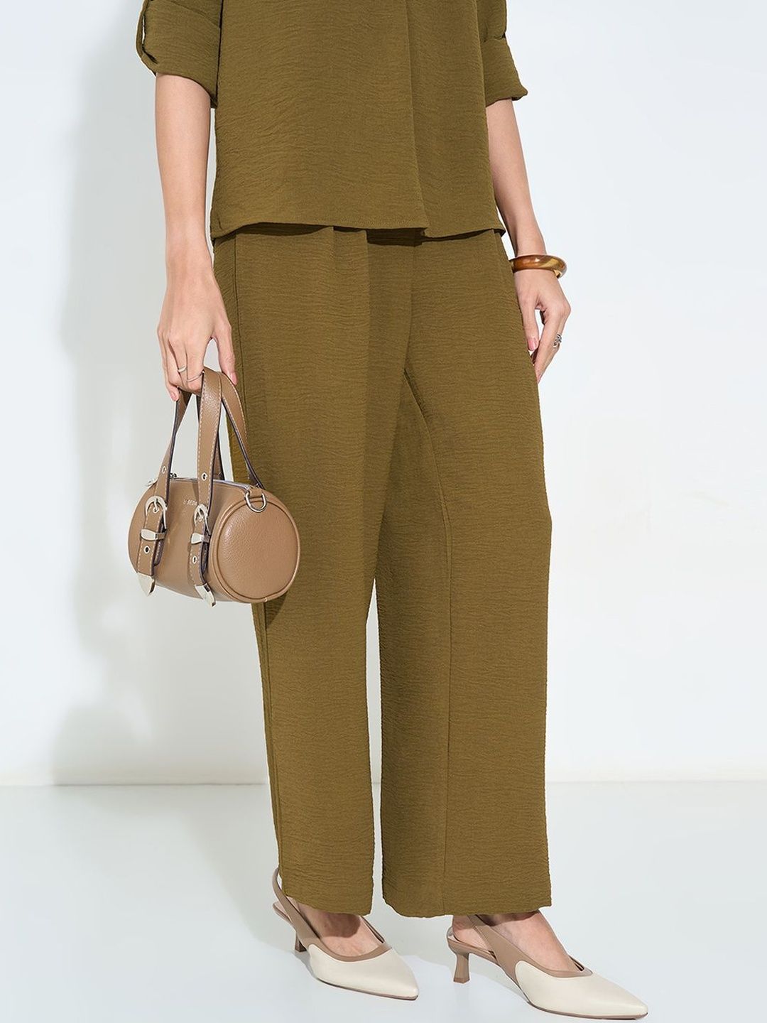 Annabelle by Pantaloons Women Solid High-Rise Trousers