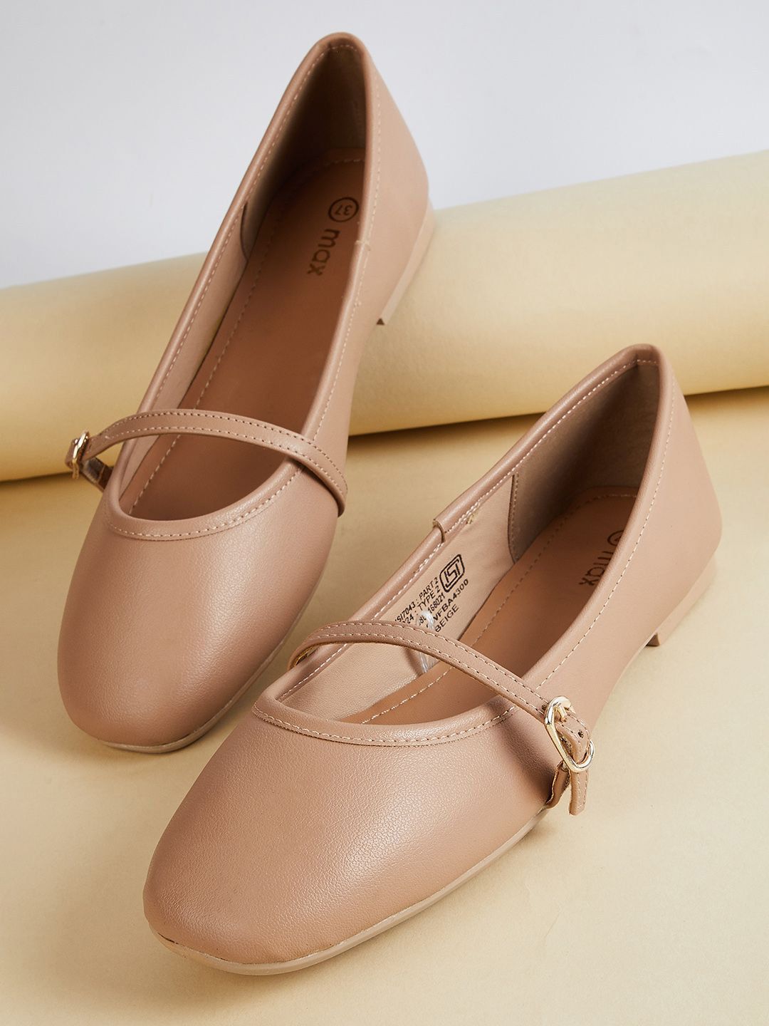 max Women Round Toe Fashion with Buckle Ballerinas