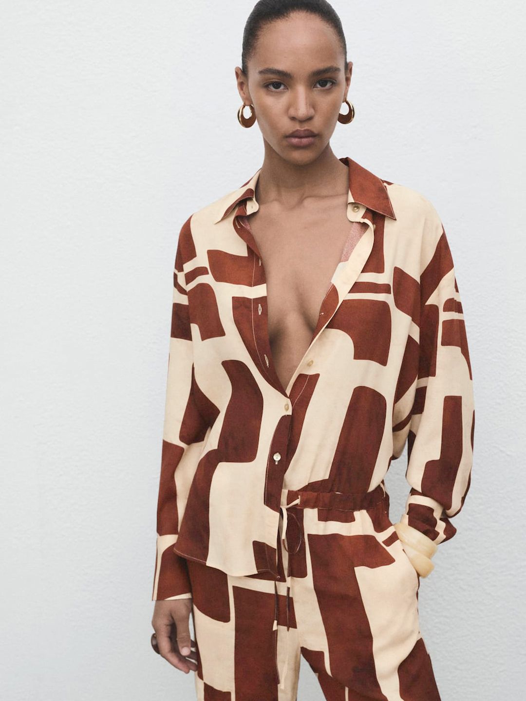 Relaxed Fit Geometric Print Casual Shirt