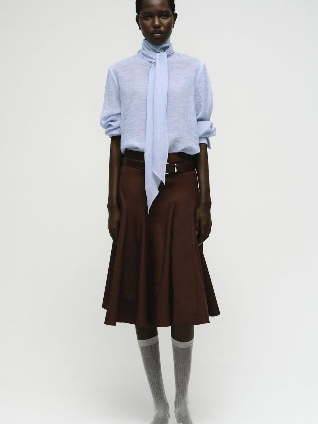 Textured Blouse With Foulard